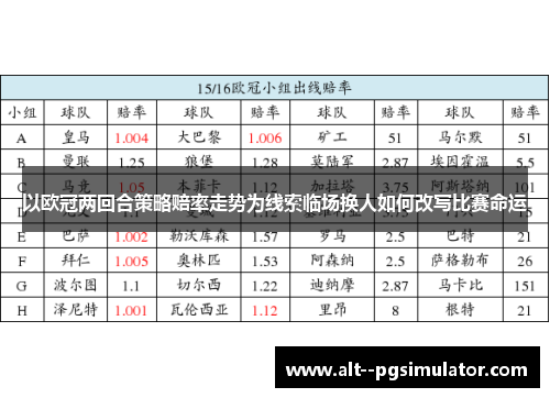 以欧冠两回合策略赔率走势为线索临场换人如何改写比赛命运
